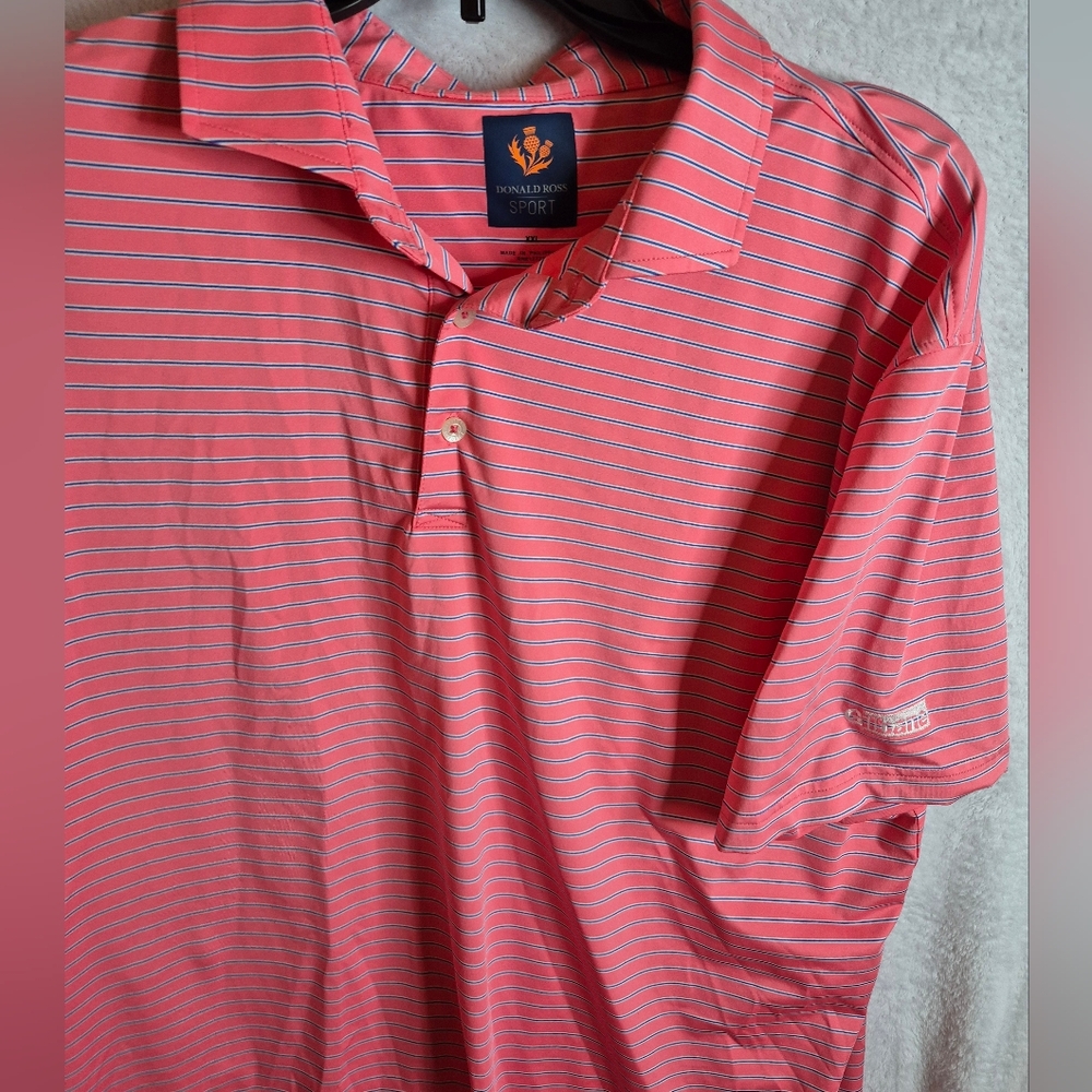 Donald Ross Striped Golf Shirt 2XL